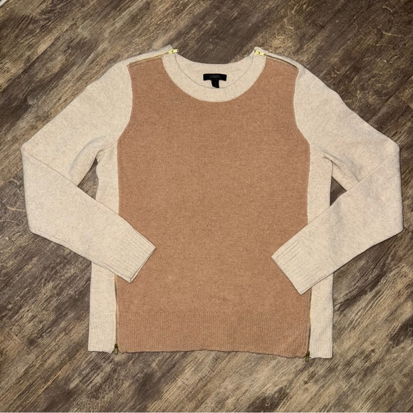 J. Crew Sweaters - J. Crew Wool Tan and Brown Crewneck Sweater